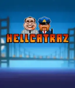 Explore the action-packed world of the Hellcatraz game by Relax Gaming, highlighting a cartoonish prisoner and a guard with the infamous Alcatraz prison and San Francisco skyline in the background. This image depicts the fun and humor of an Alcatraz-inspired game, great for those who enjoy playful themes, offering a captivating escape. 