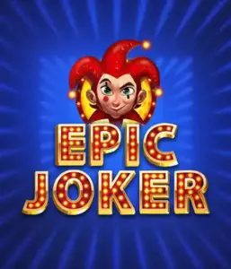 Experience the energetic world of the Epic Joker game by Relax Gaming, highlighting a mischievous joker with a vivid hairstyle amid a sparkling blue background. This graphic depicts the light-hearted spirit of classic slots, ideal for those who love traditional gameplay, providing a delightful play experience.