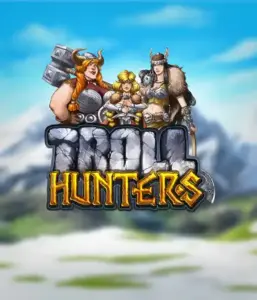 Immerse yourself in "Troll Hunters," where valiant Viking warriors stand ready to battle their foes. The logo features a male and female Viking, armed and ready, overlooking a cold landscape. They emanate strength and courage, symbolizing the spirit of the game's adventurous theme.