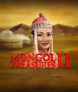 Discover the vibrant heritage of Mongolia with the Mongol Treasures 2 game by Endorphina, showcasing a graceful Mongolian woman adorned in traditional attire against a sunset-lit Mongolian steppe backdrop. This graphic evokes the spirit of Mongolian culture, offering a distinctive visual adventure. 